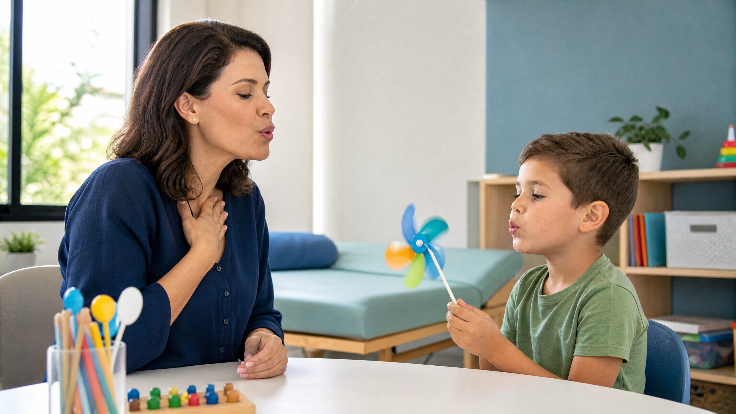 Fonoaudiologia com atividade de linguagem em ambiente clínico acolhedor